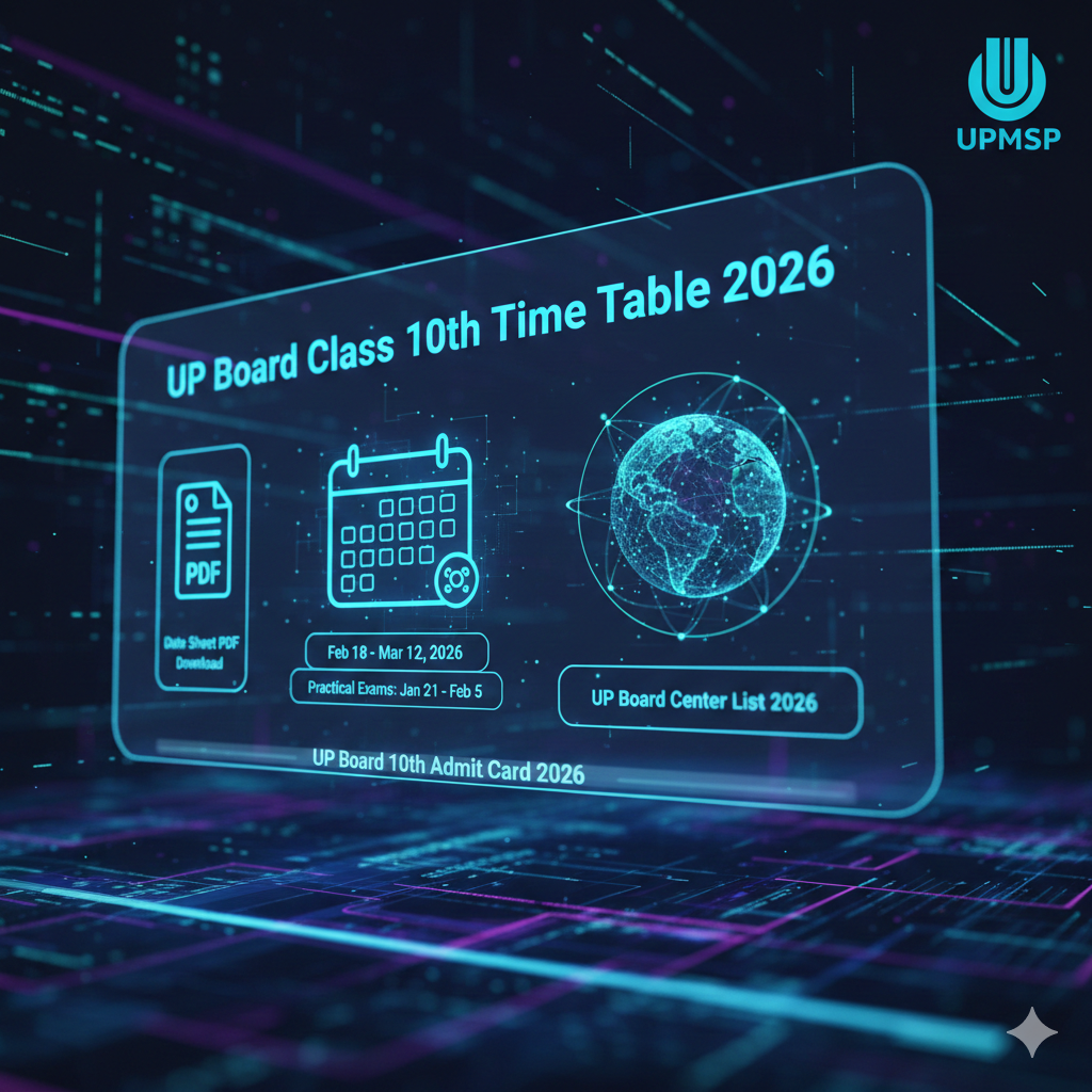UP Board 10th Time Table 2026 official exam date sheet