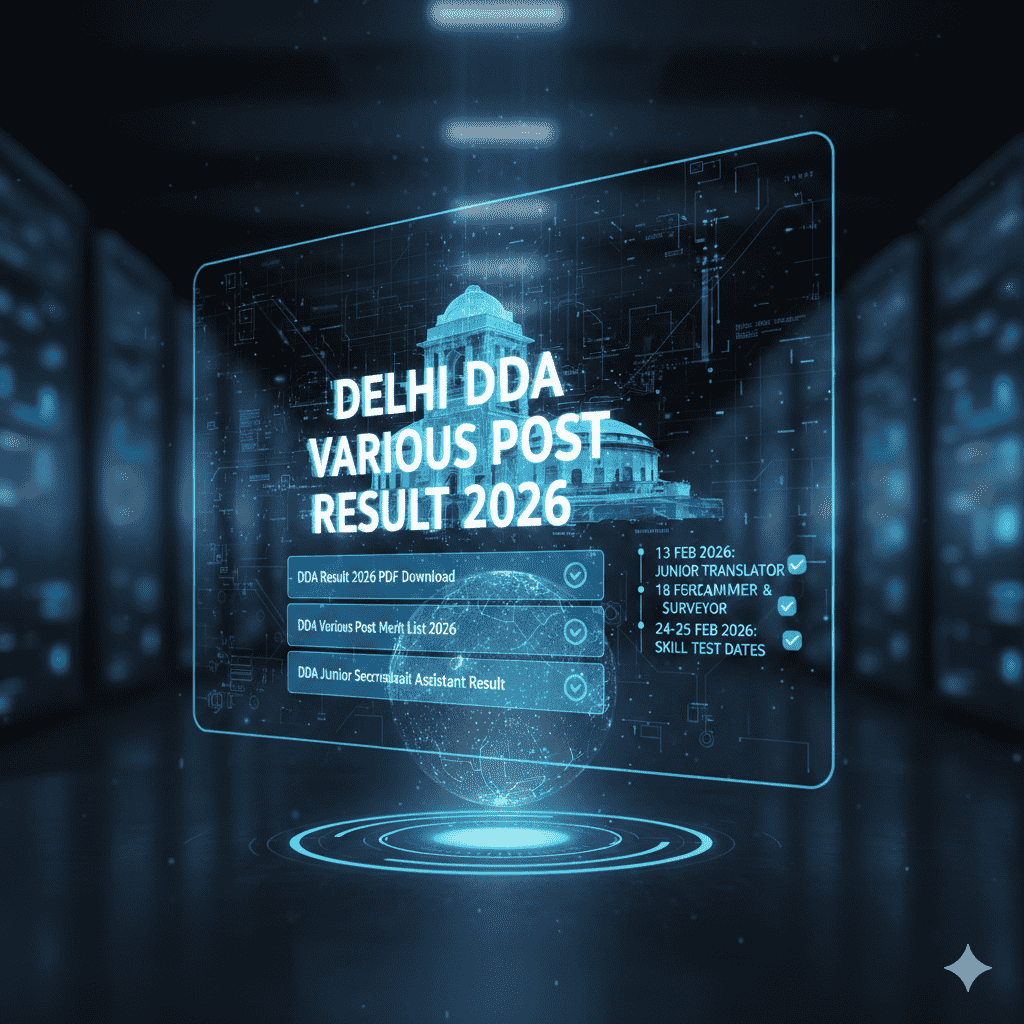 Delhi DDA Various Post Result 2026 Scorecard Merit List Cut Off Download