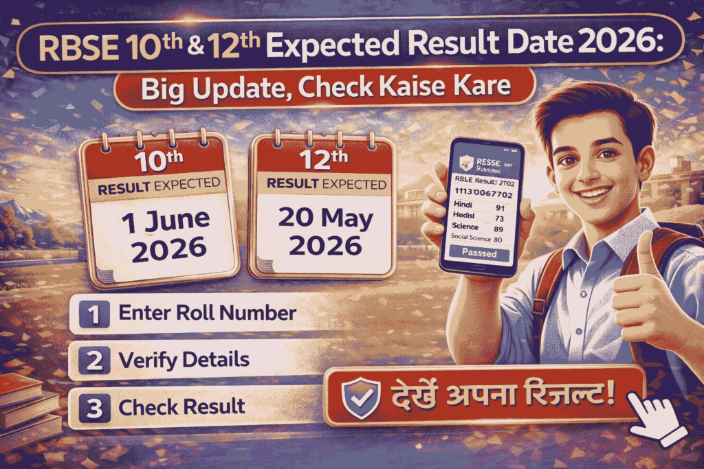 RBSE 10th and 12th Expected Result Date 2026, Rajasthan Board Result 2026 check online process, RBSE 10th 12th result kab aayega latest update