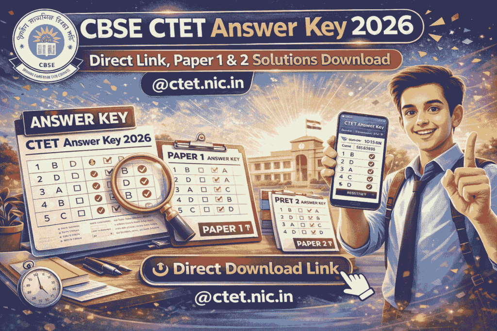 CBSE CTET Answer Key 2026 Paper 1 and Paper 2 solutions download direct link
