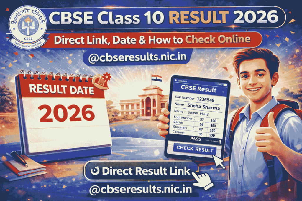 CBSE Class 10 Result 2026 online check marksheet download student laptop