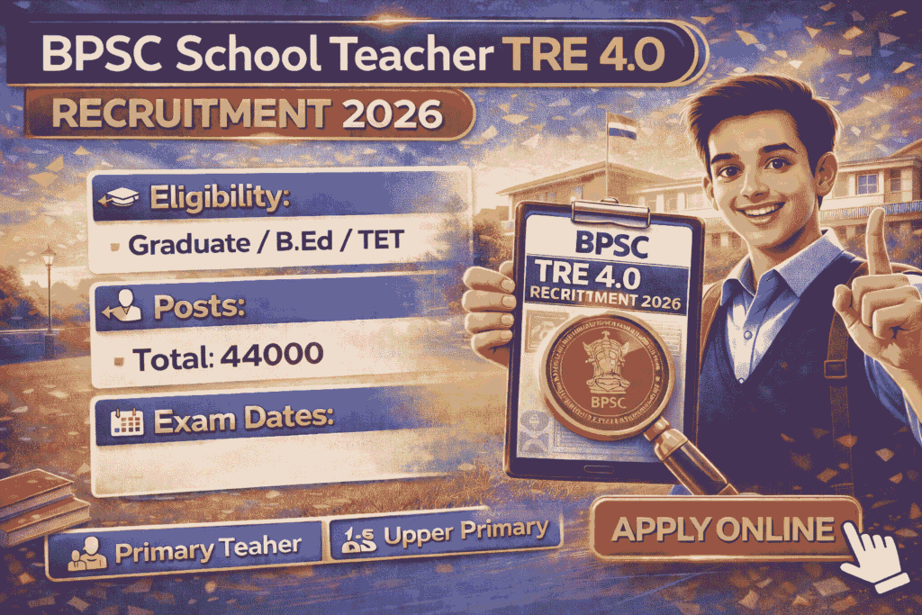 BPSC School Teacher TRE 4.0 Recruitment 2026 notification vacancy details teacher exam apply online