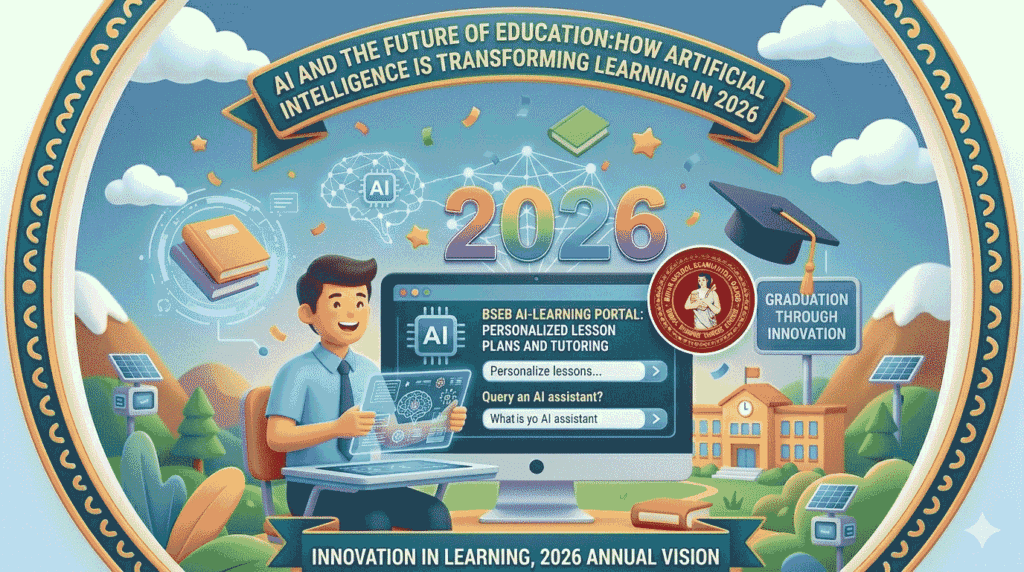 AI and the Future of Education concept showing artificial intelligence technology transforming smart classrooms and digital learning in 2026