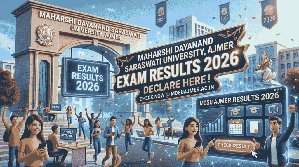 MDSU Result 2026 Maharshi Dayanand Saraswati University Ajmer BA BSc BCom Result Check Online