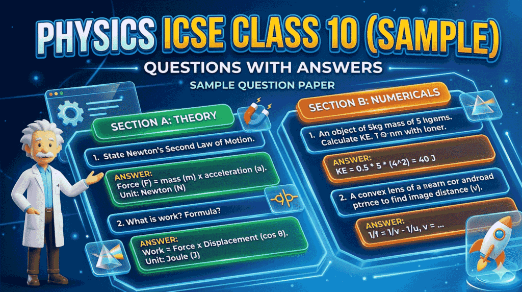 Physics ICSE Class 10 Question Paper with Answers important questions for ICSE board exam preparation