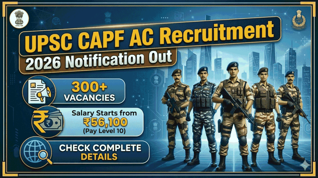 UPSC CAPF AC Recruitment 2026 Notification Out for Assistant Commandant Posts Apply Online