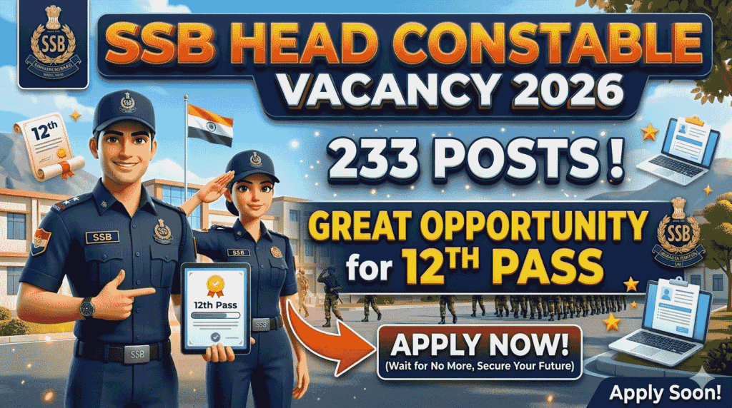 SSB Head Constable Recruitment 2026 233 Posts Notification