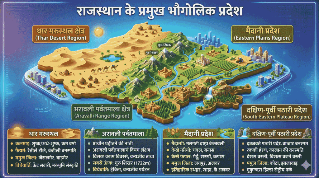 राजस्थान के भौगोलिक प्रदेश MCQ – Important Questions in Hindi for 2026 Exam