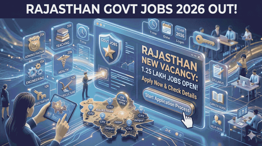 Rajasthan New Vacancy 2026 में 1.25 लाख सरकारी भर्ती जैसे शिक्षक, पुलिस, LDC और चतुर्थ श्रेणी पदों की जानकारी