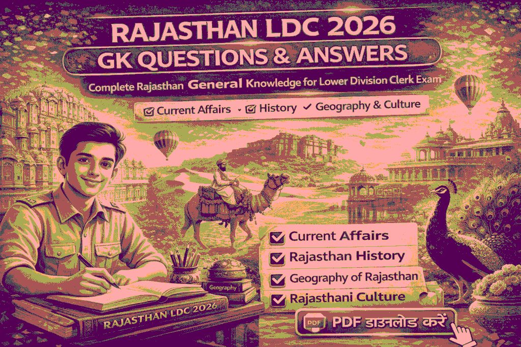 Rajasthan LDC 2026 GK Questions and Answers for Exam Preparation